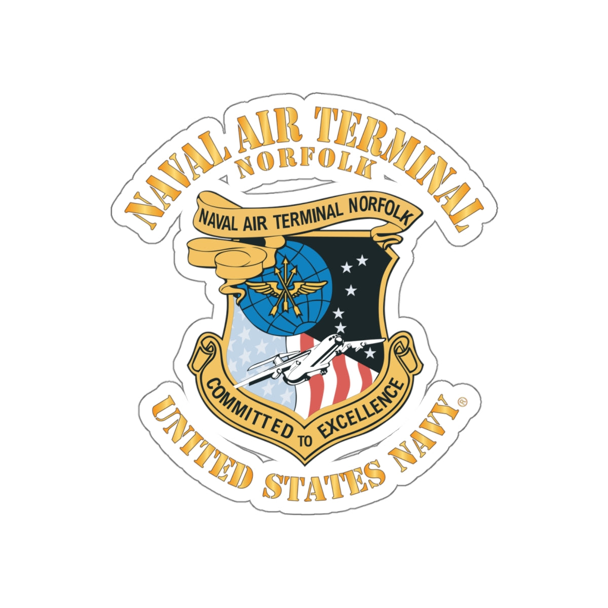 Die-Cut Vinyl Sticker - Navy - Naval Air Terminal Norfolk