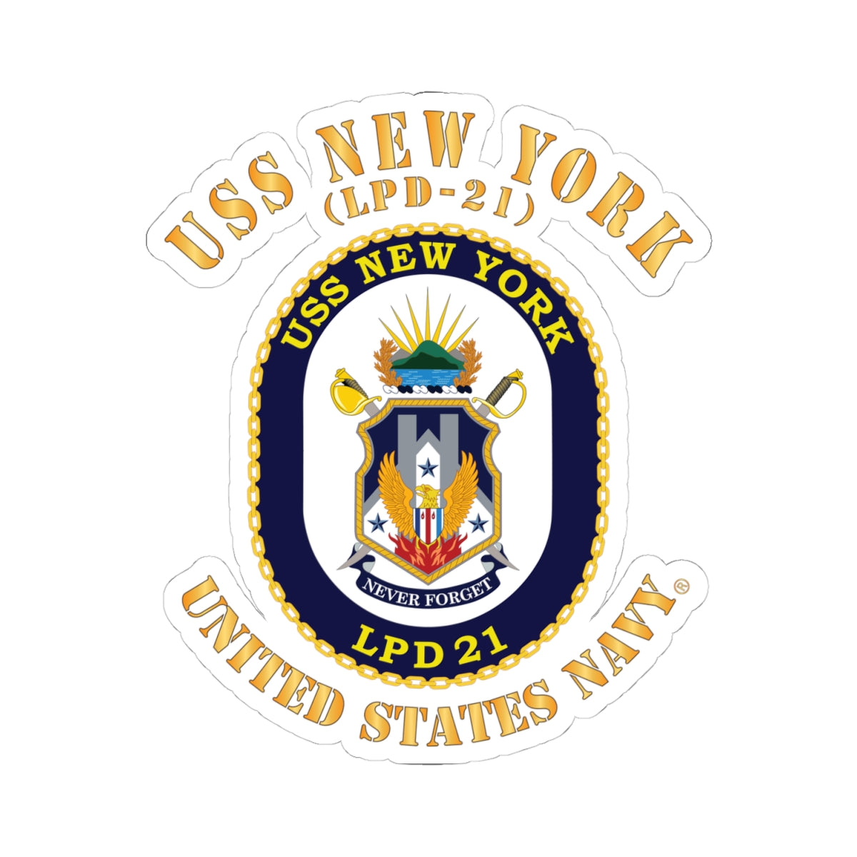 Kiss-Cut Stickers - Navy - USS New York (LPD-21) X 300