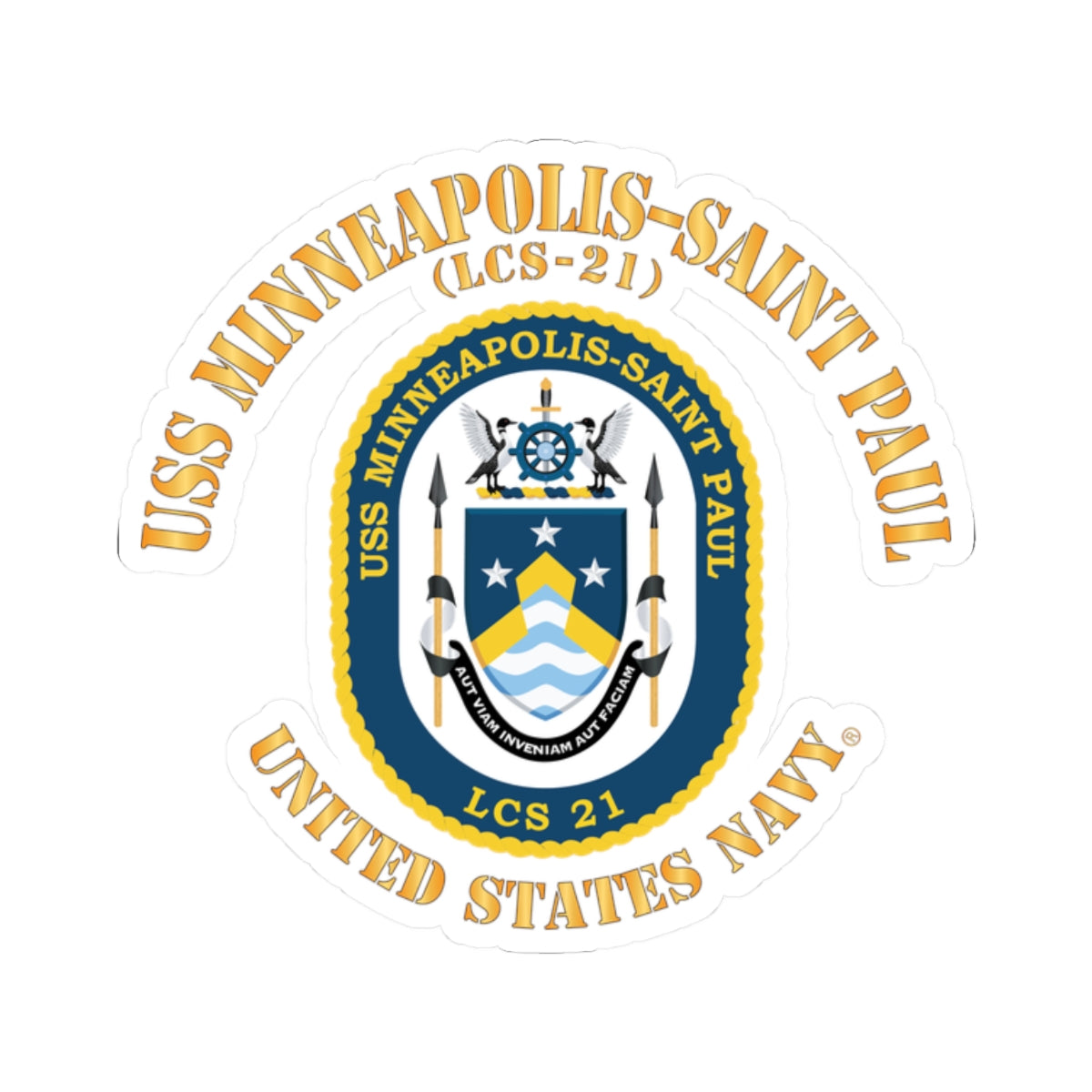 Kiss-Cut Stickers - Navy - USS Minneapolis–Saint Paul (LCS-21)