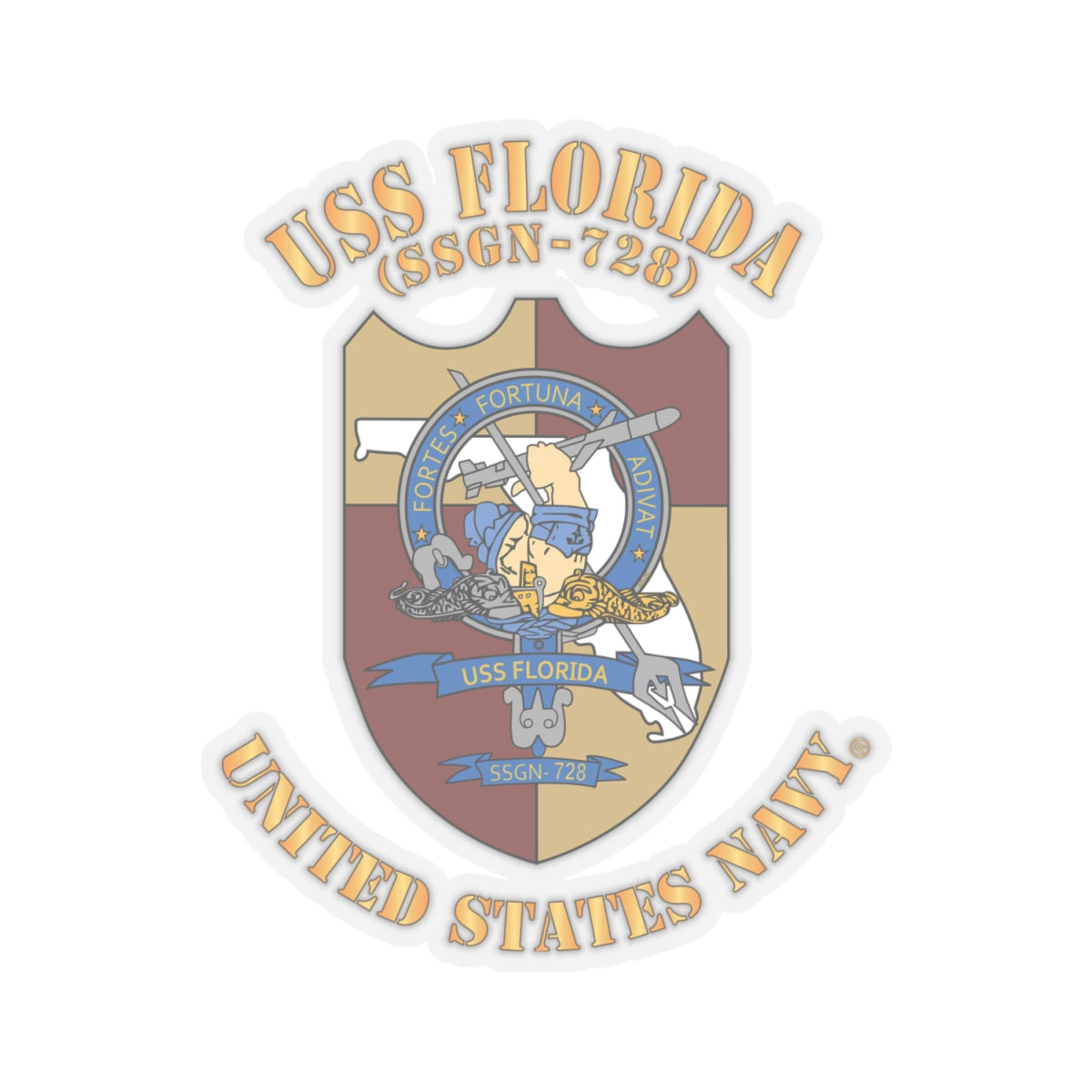 Kiss-Cut Stickers - Navy -  USS Florida (SSGN-728)