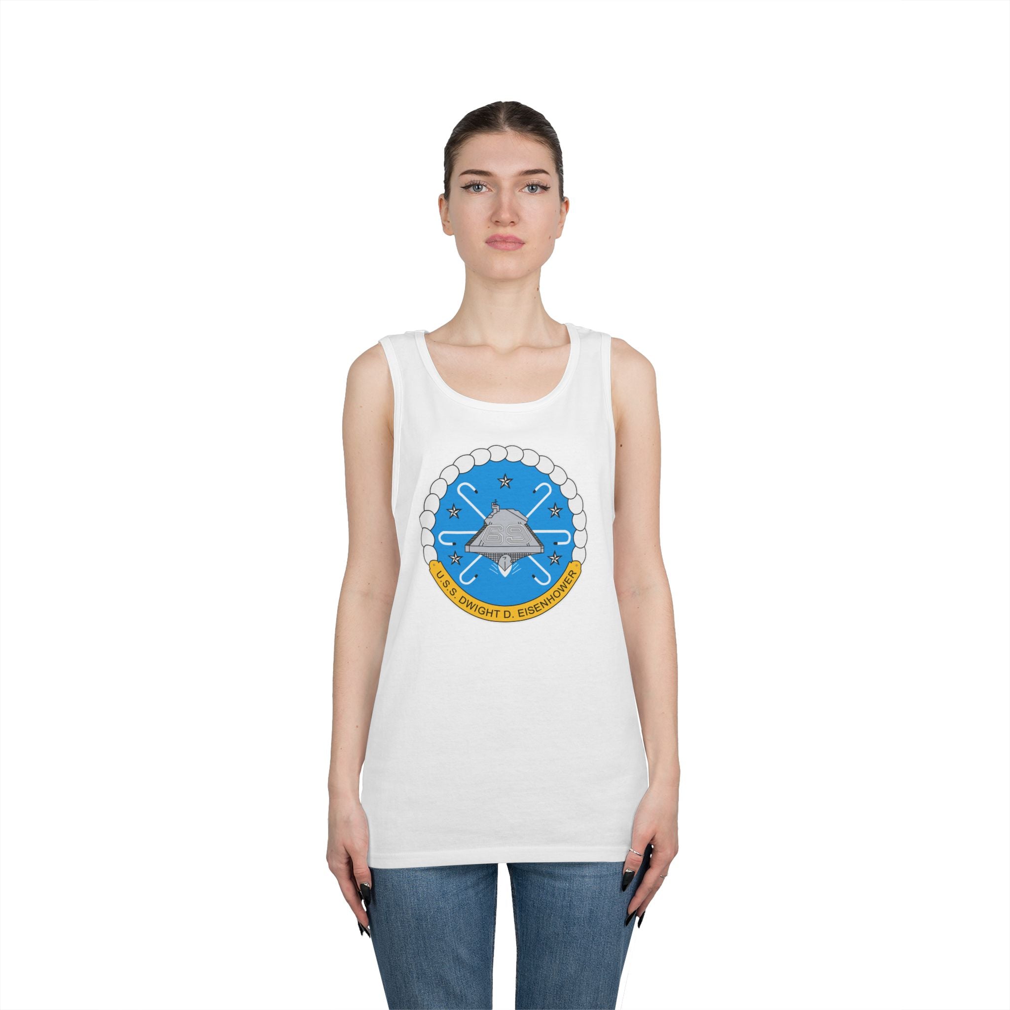 Unisex Heavy Cotton Tank Top - USS Dwight D. Eisenhower (CVN-69) Crest wo Txt