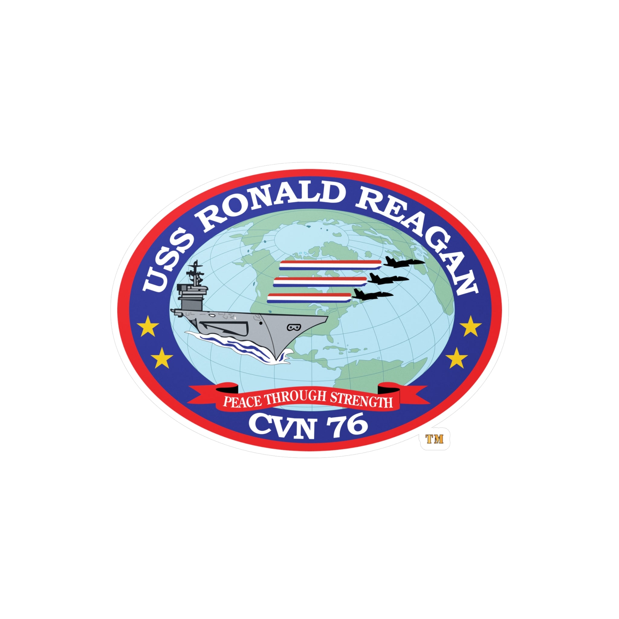 Kiss-Cut Vinyl Decal - Navy - USS Ronald Reagan (CVN-76) wo txt X 300