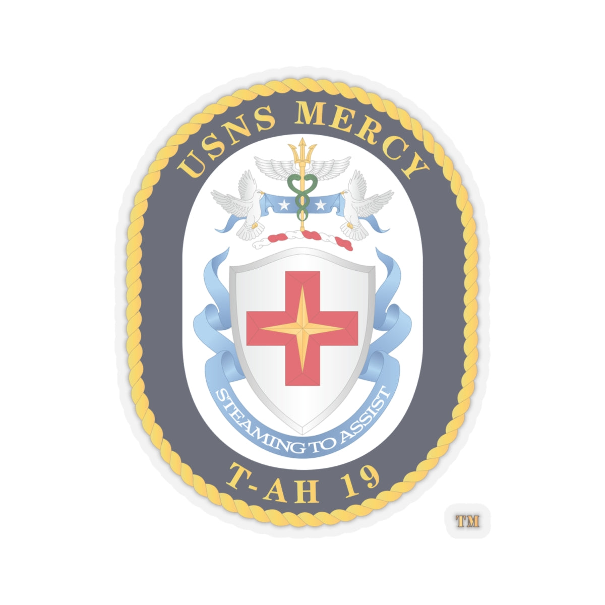 Kiss-Cut Stickers - Navy - USNS Mercy (T-AH-19) - Crest wo Txt