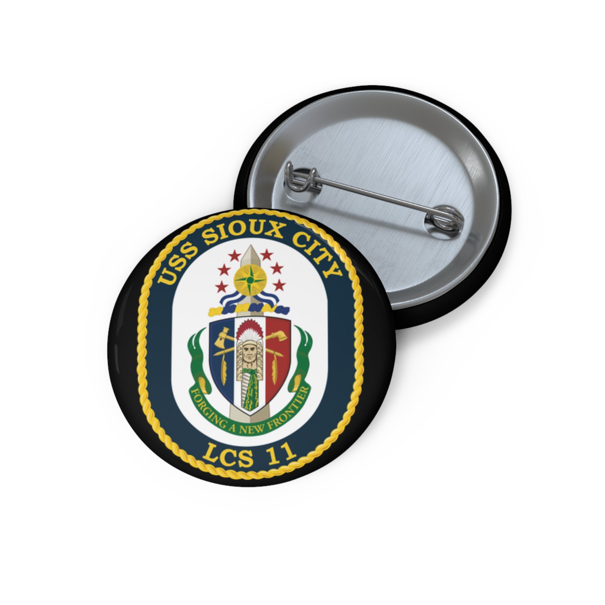 Custom Pin Button - Navy - USS Sioux City (LCS-11) wo Txt
