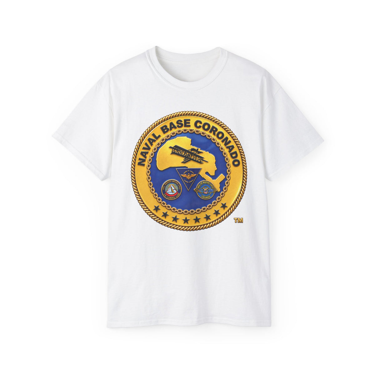 Unisex Ultra Cotton T-Shirt - Navy - Naval Base Coronado - Crest - 3D - Enhanced