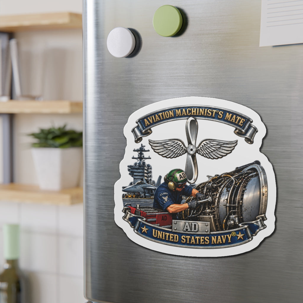 Die-Cut Magnet - Navy - Rate - Aviation Machinists Mate Br with Scene - 3D - Enhanced