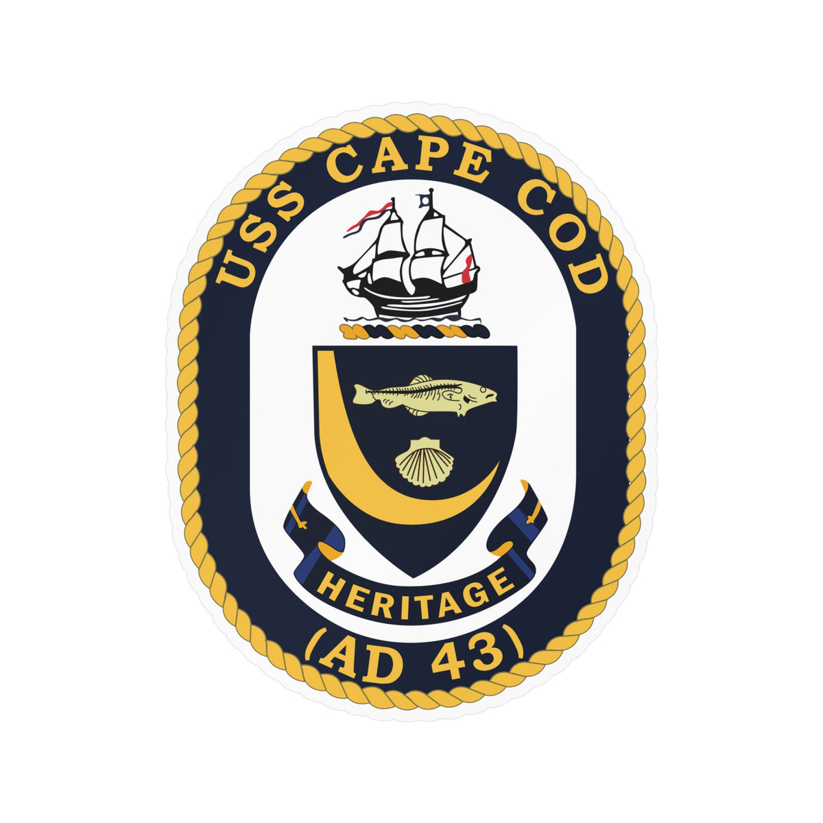 Kiss-Cut Vinyl Decal - Navy - USS Cape Cod (AD 43) wo txt X 300
