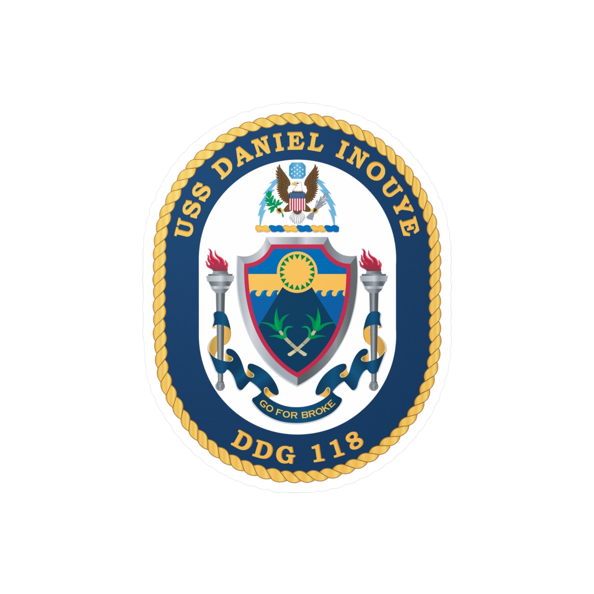 Kiss-Cut Vinyl Decal - Navy - USS Daniel Inouye (DDG-118) wo txt
