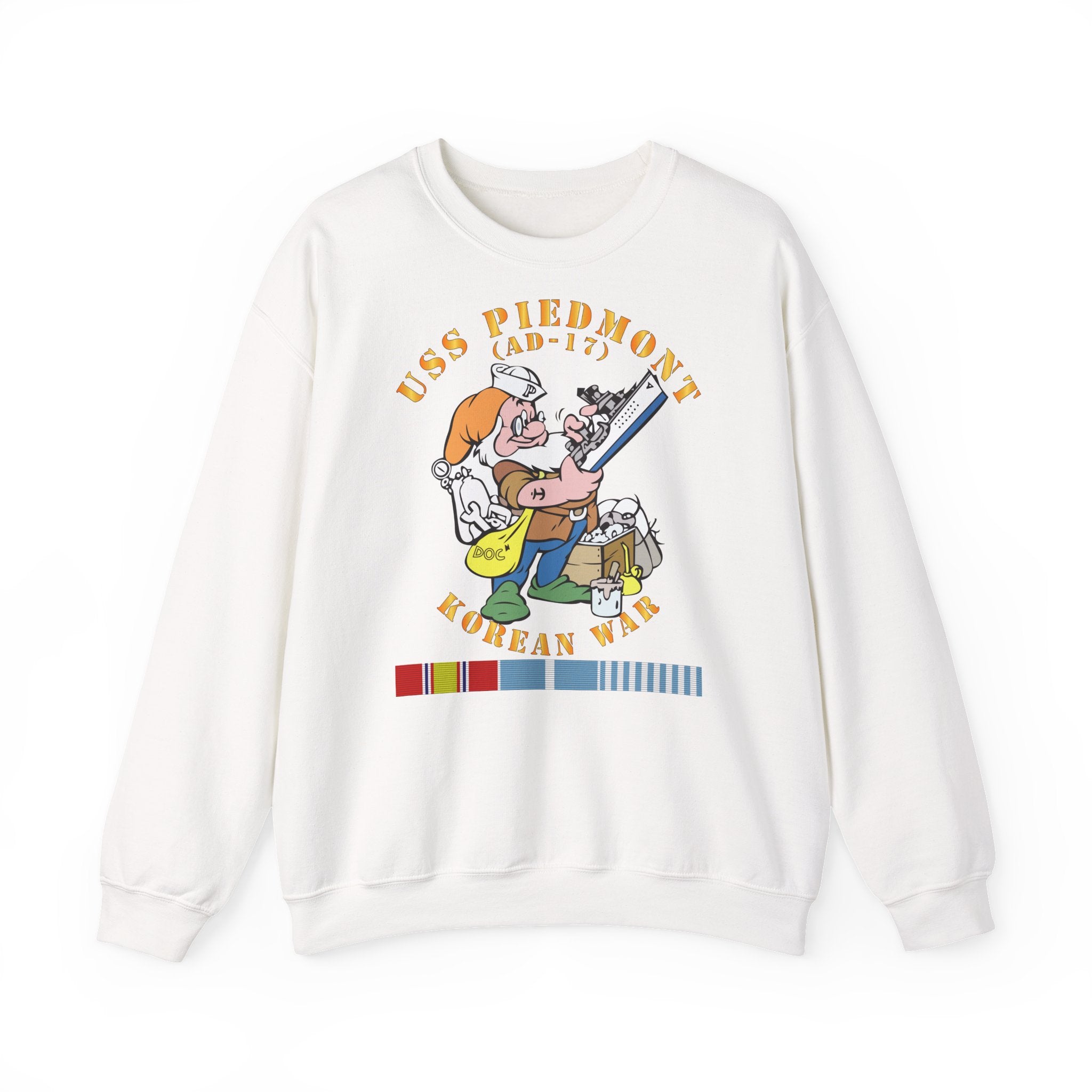 Unisex Heavy Blend™ Crewneck Sweatshirt - Navy - USS Piedmont (AD-17) w KOREA SVC - Korean War