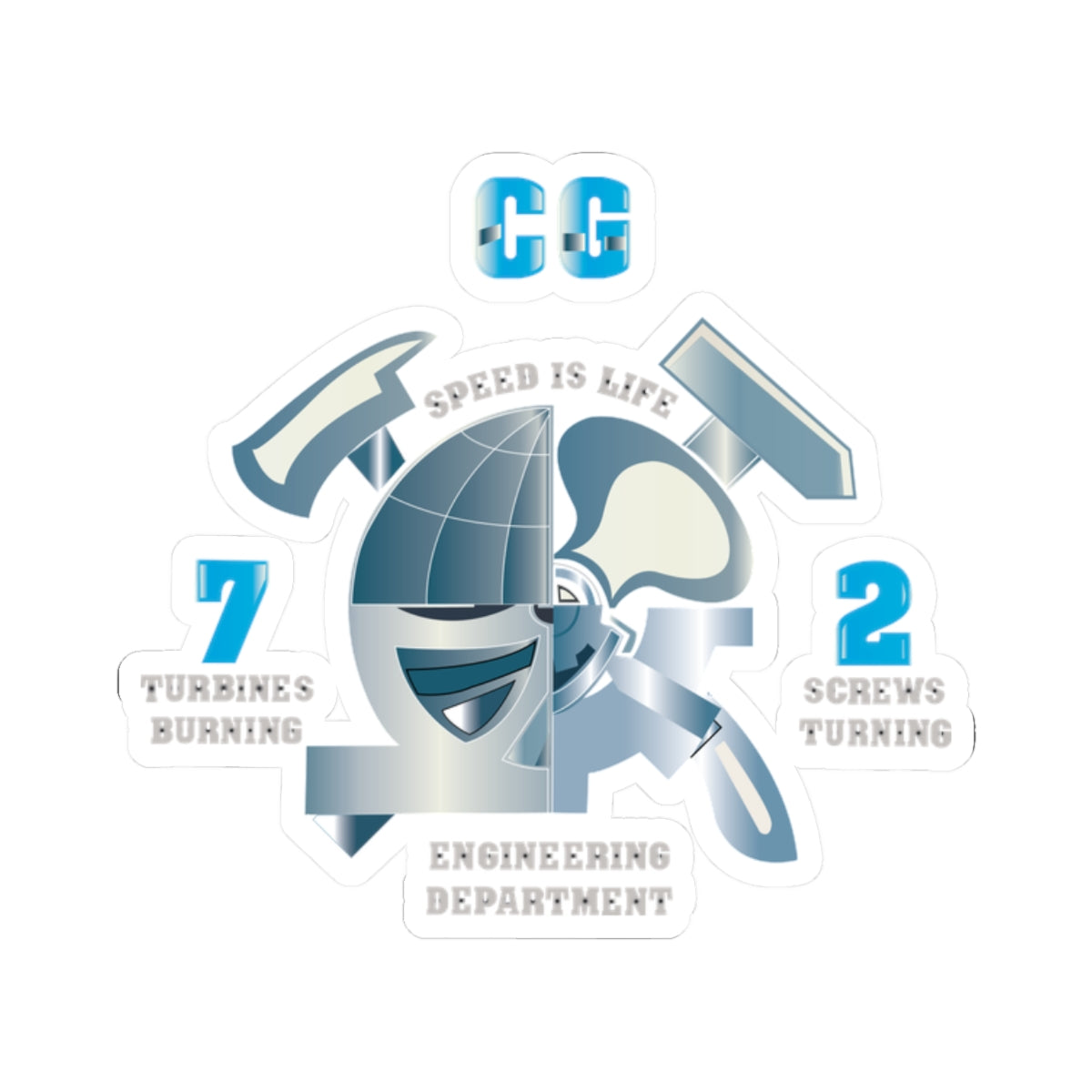 Kiss-Cut Stickers - Navy - CG 72 - Engineering Department