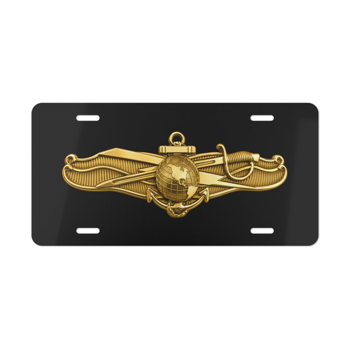Vanity License Plate - Navy - Badge - Information Warfare wo txt - Officer - 3D - Enhanced