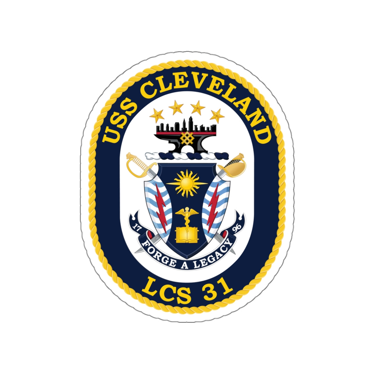 Die-Cut Vinyl Sticker - Navy - USS Cleveland (LCS-31) wo txt