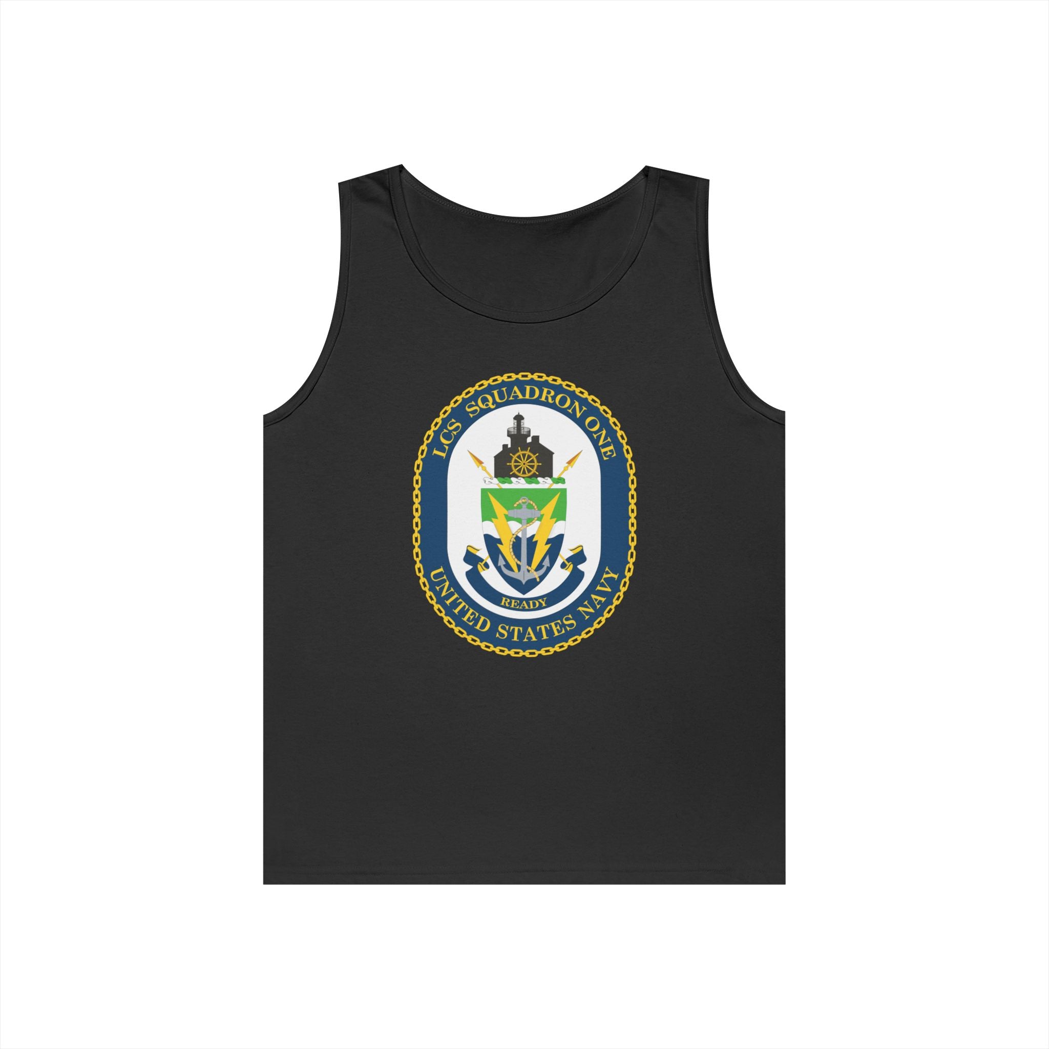 Unisex Heavy Cotton Tank Top - Navy - LCS Squadron One (LCSRON 1) wo txt