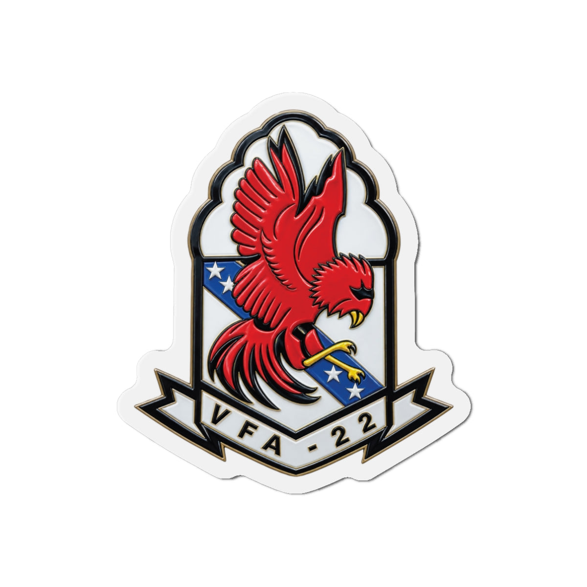 Die-Cut Magnet - Strike Fighter Squadron 22nd - SSI without Txt - Fighting Redcocks - 3D - Enhanced