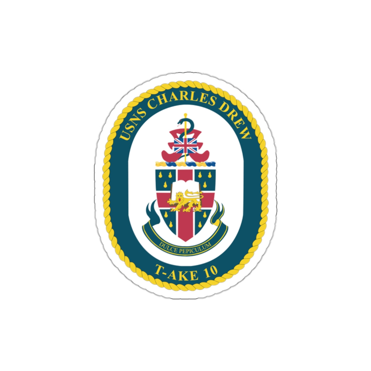 Die-Cut Vinyl Sticker - Navy - USNS Charles Drew (T-AKE 10) wo txt