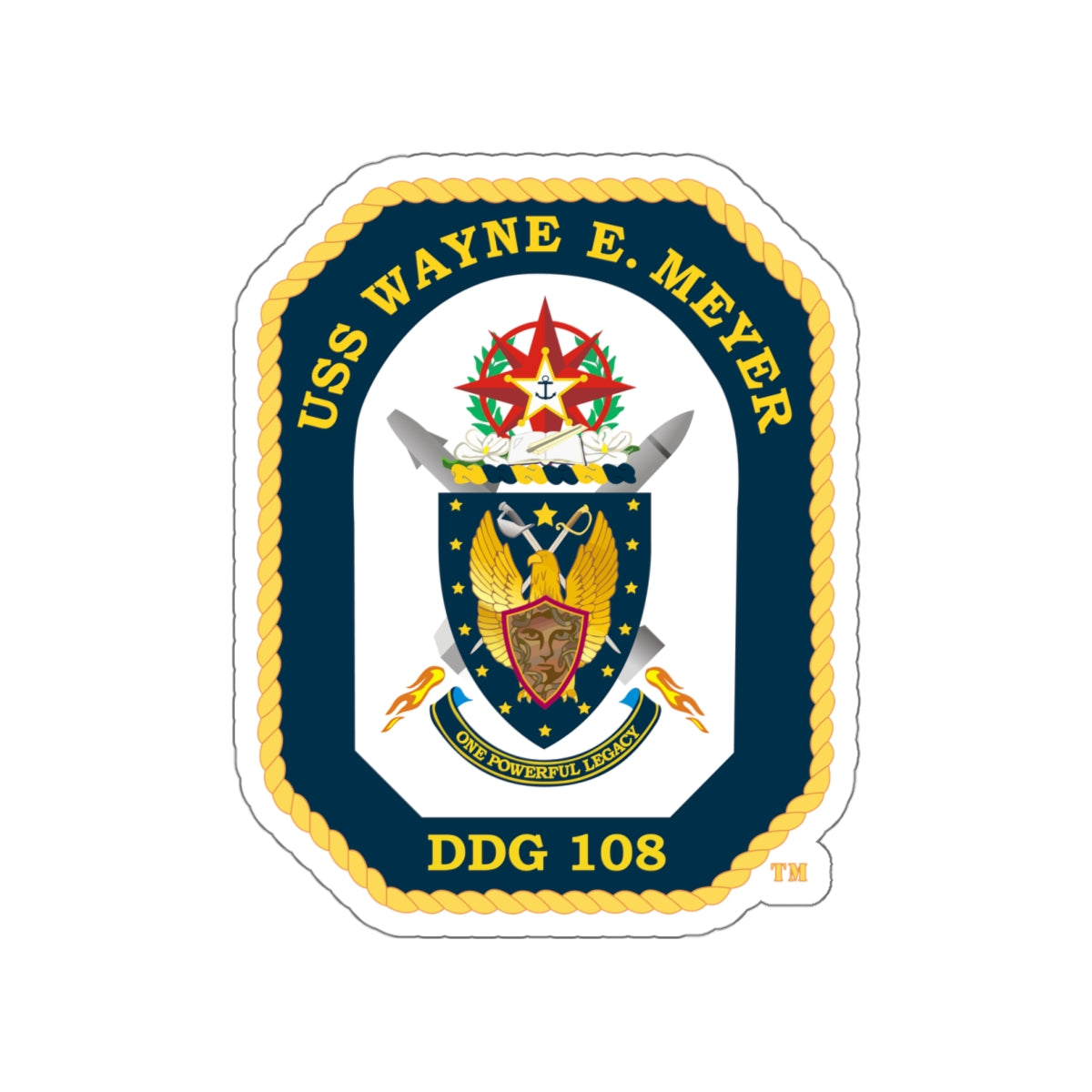 Die-Cut Vinyl Sticker - Navy - USS Wayne E. Meyer (DDG-108) wo txt X 300