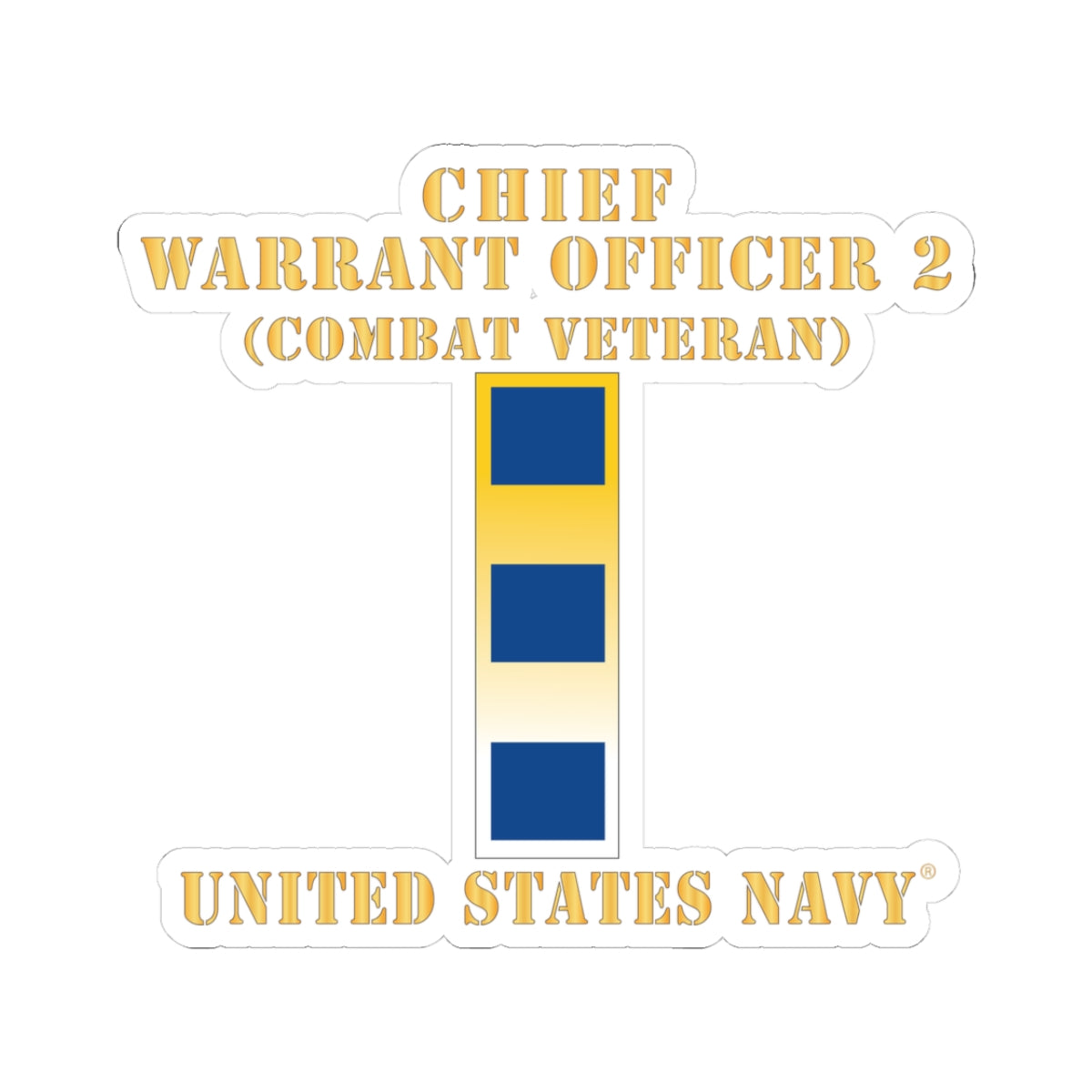 Kiss-Cut Stickers - Navy - Chief Warrant Officer 2 - CW02 - Combat Veteran