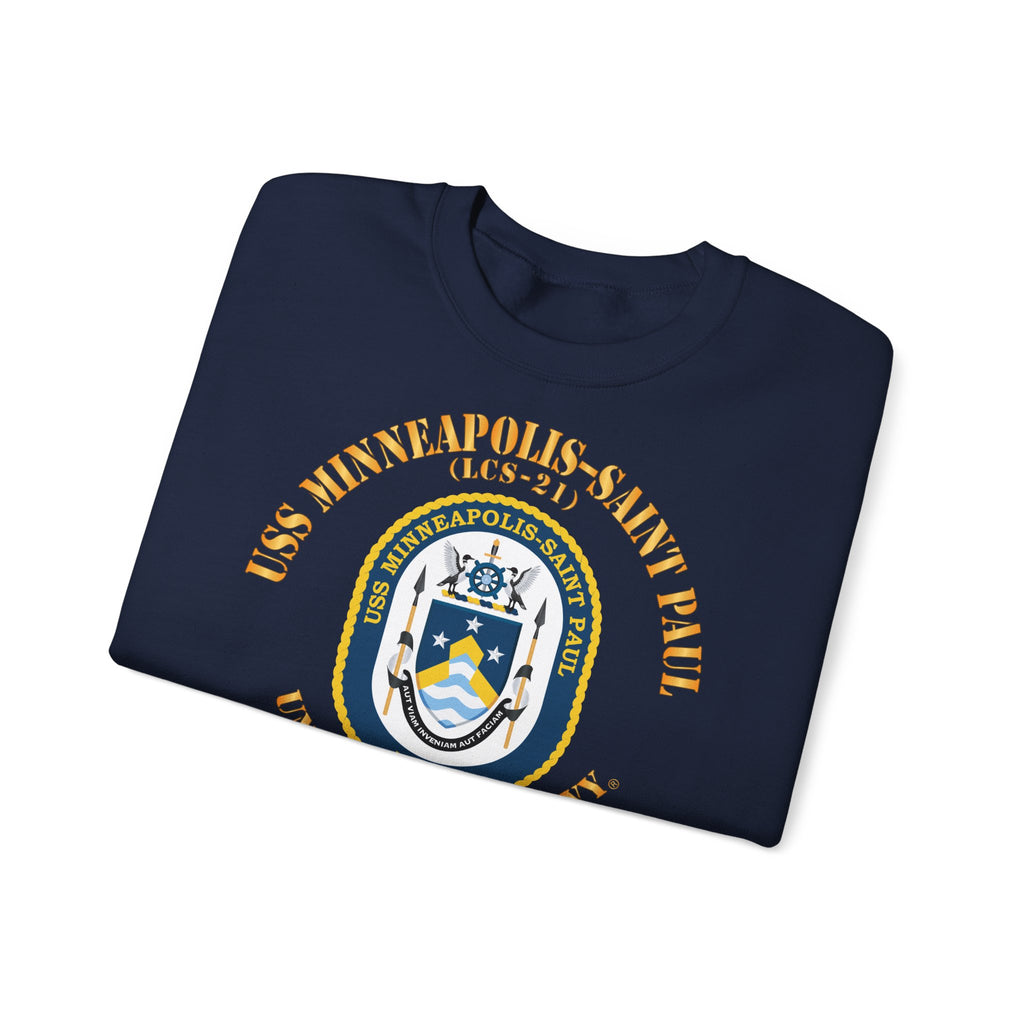 Unisex Heavy Blend™ Crewneck Sweatshirt - Navy - USS Minneapolis–Saint Paul (LCS-21)
