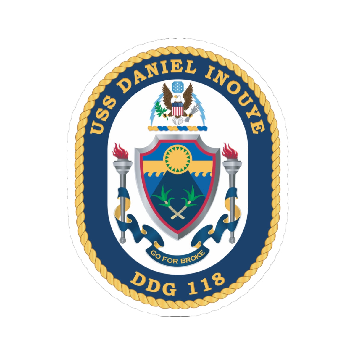 Kiss-Cut Stickers - Navy - USS Daniel Inouye (DDG-118) wo txt