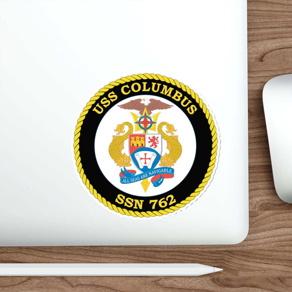 Die-Cut Vinyl Sticker - Navy - USS Columbus (SSN-762) wo txt