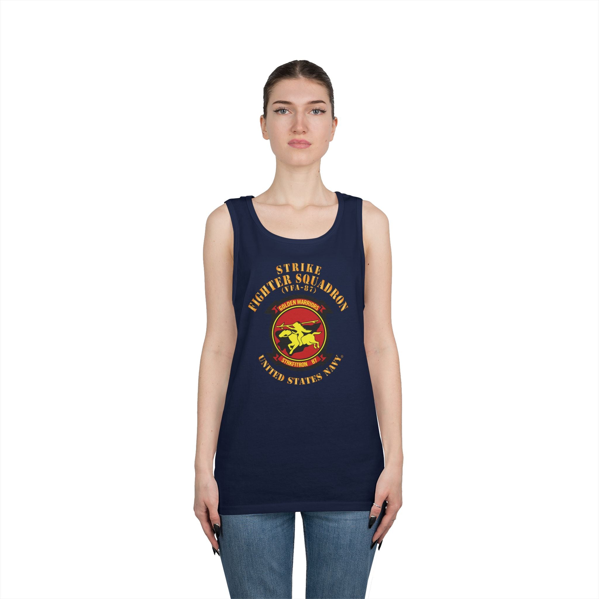 Unisex Heavy Cotton Tank Top - Navy - Strike Fighter Squadron 87 (VFA-87)