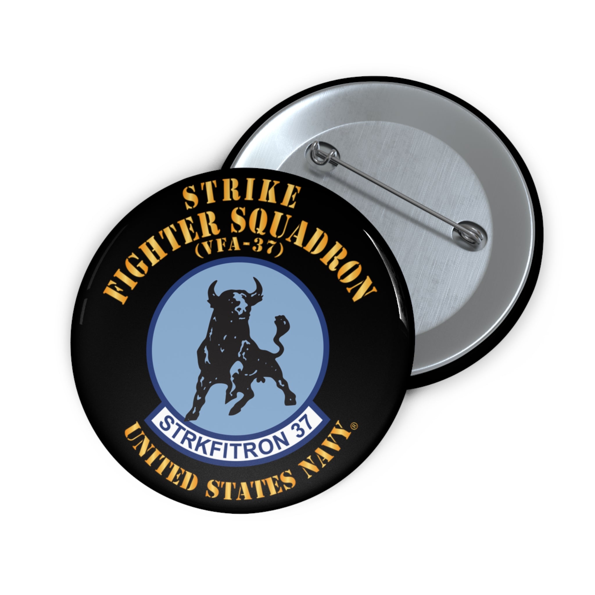 Custom Pin Button - Navy - Strike Fighter Squadron 37 (VFA-37)