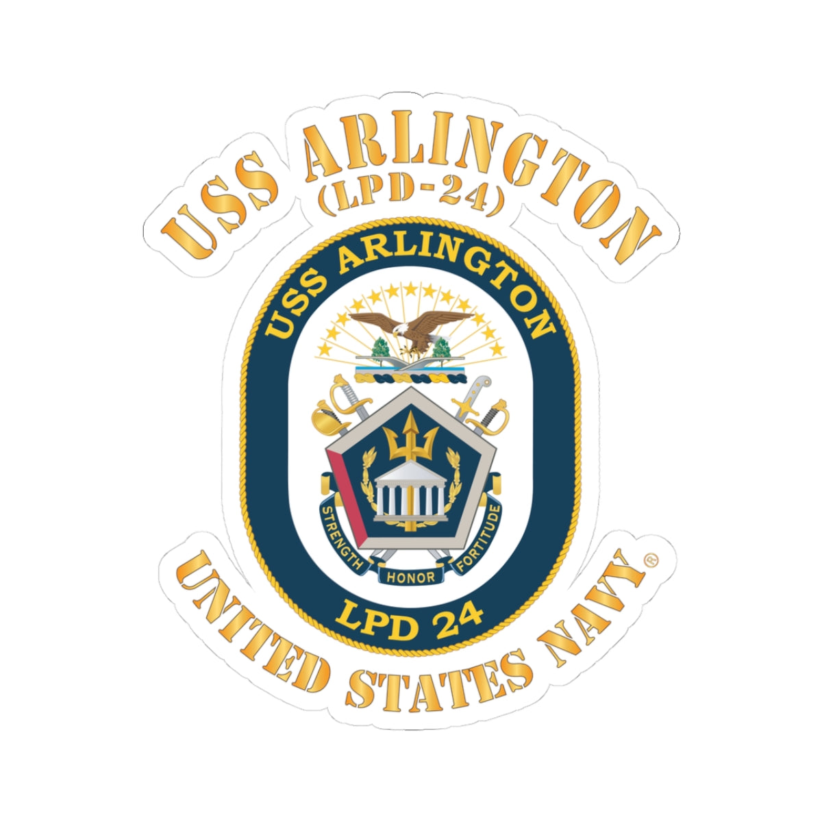 Kiss-Cut Stickers - Navy - USS Arlington (LPD-24)
