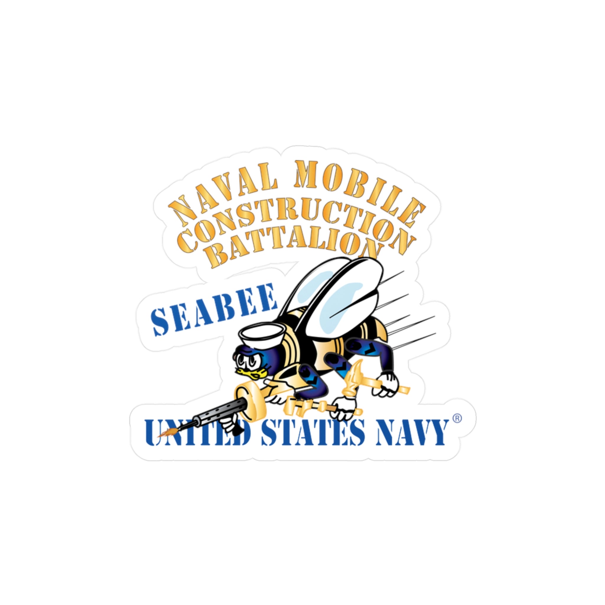 Kiss-Cut Vinyl Decal - Navy - Seabee