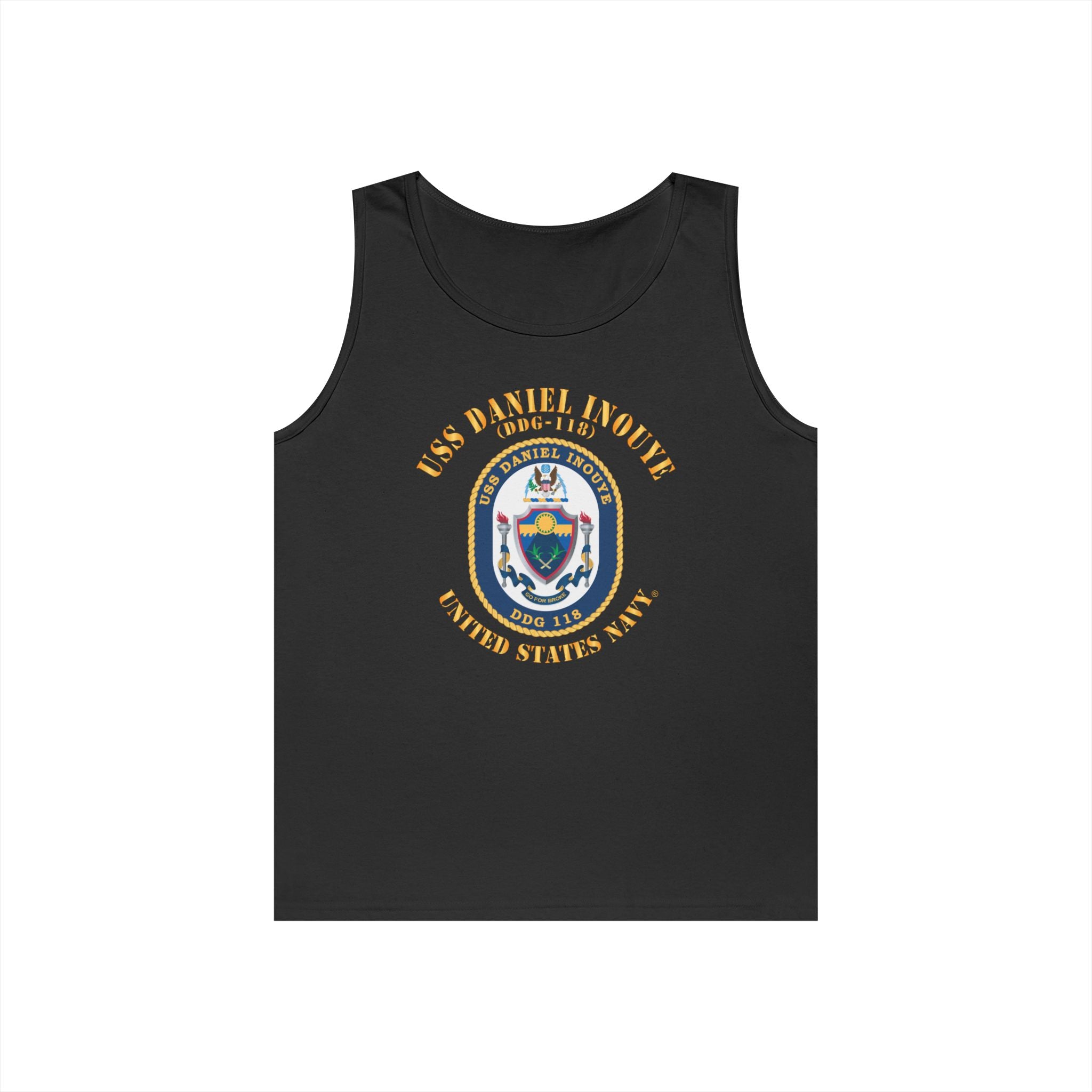 Unisex Heavy Cotton Tank Top - Navy - USS Daniel Inouye (DDG-118)