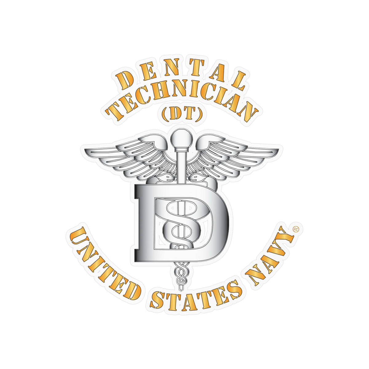 Kiss-Cut Vinyl Decal - Navy - Rate - Dental Technician (DT)