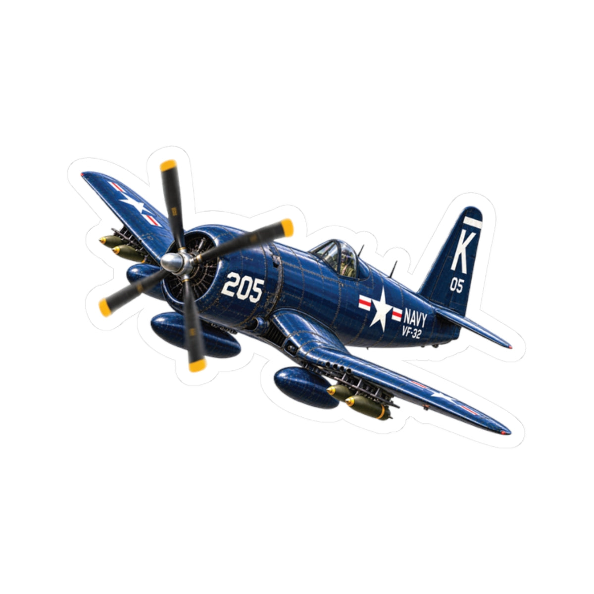 Kiss-Cut Stickers - NAVY - F4U-4 Corsair 205 (VF-32) - 3D - Enhanced