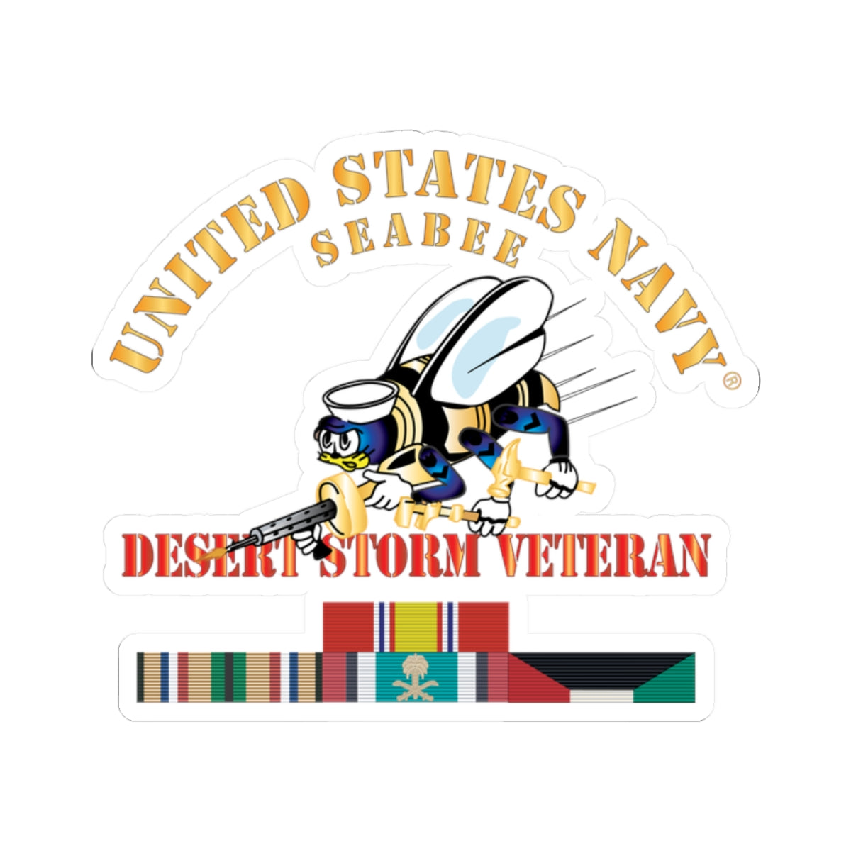 Kiss-Cut Stickers - Navy - Seabee - Desert Storm Veteran