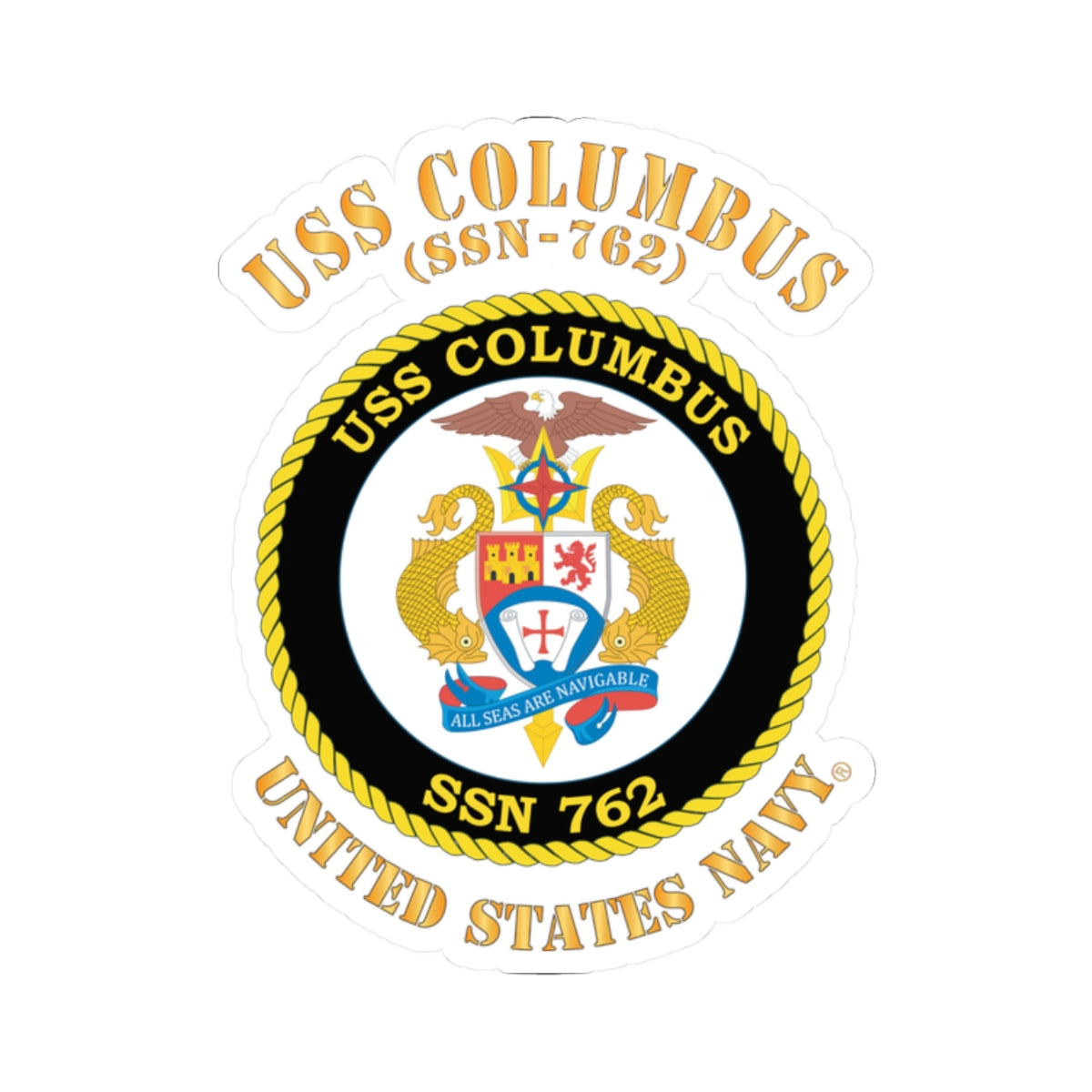 Kiss-Cut Stickers - Navy - USS Columbus (SSN-762)