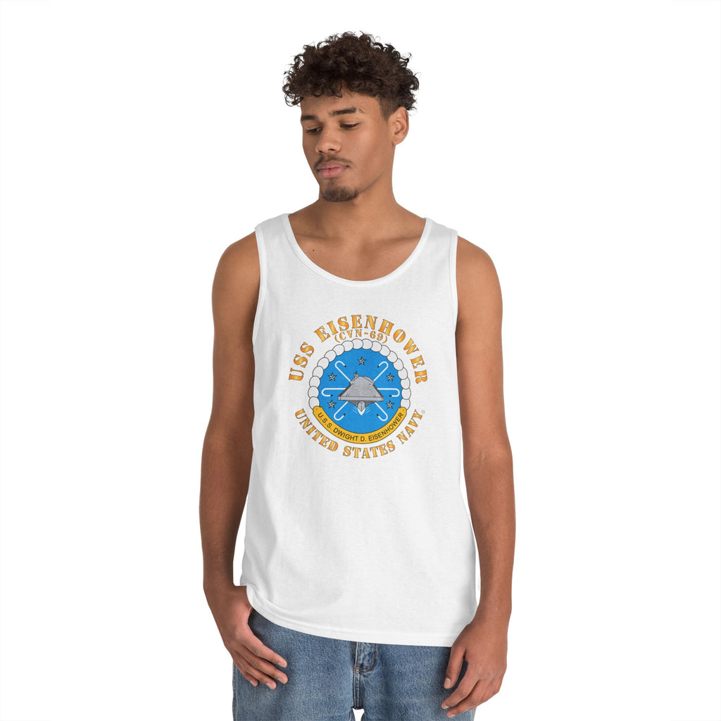 Unisex Heavy Cotton Tank Top - USS Dwight D. Eisenhower (CVN-69) Crest with Txt