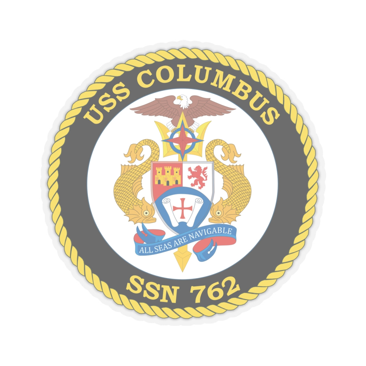 Kiss-Cut Stickers - Navy - USS Columbus (SSN-762) wo txt