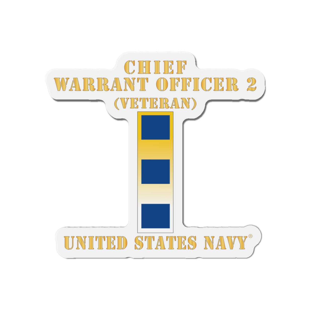 Die-Cut Magnet - Navy - Chief Warrant Officer 2 - CW02 - Veteran
