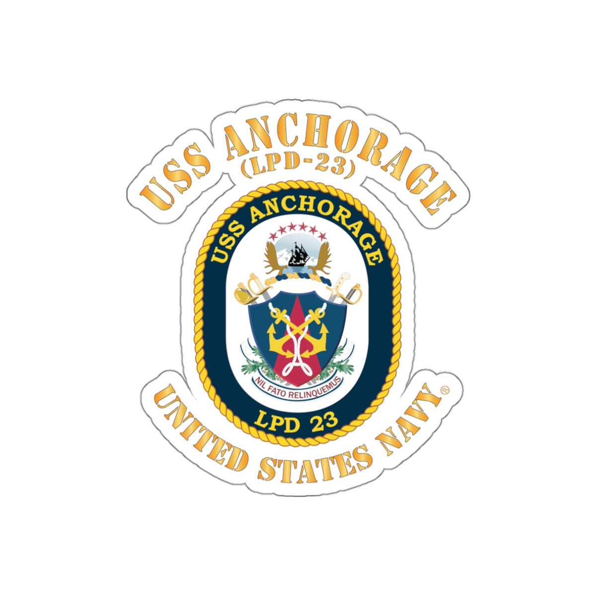 Die-Cut Vinyl Sticker - Navy - USS Anchorage (LPD-23)