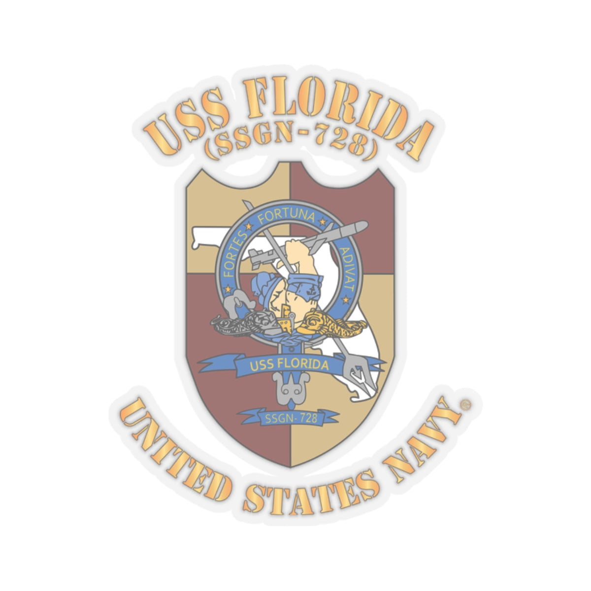 Kiss-Cut Stickers - Navy -  USS Florida (SSGN-728)