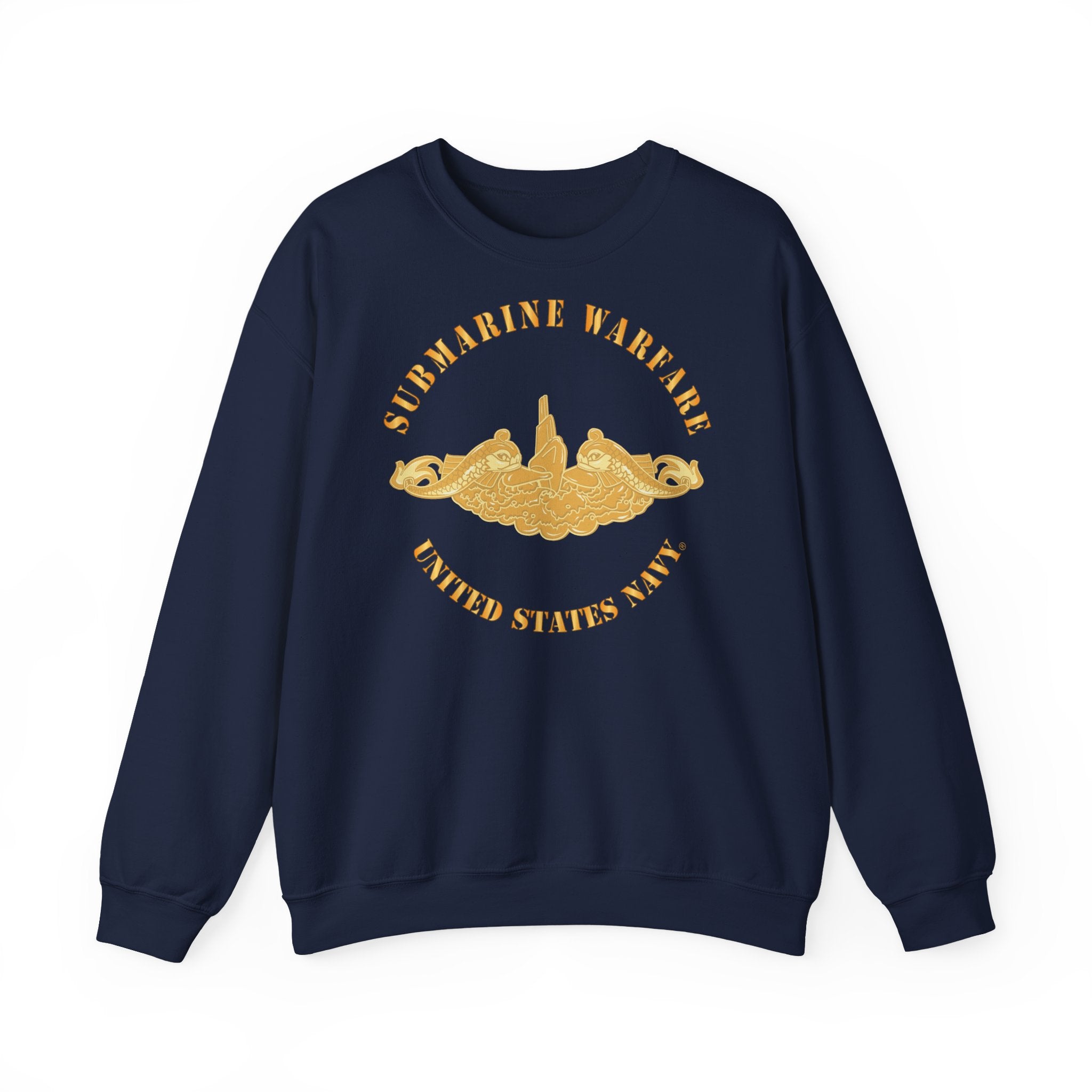 Unisex Heavy Blend™ Crewneck Sweatshirt - Navy - Submarine Badge - Gold