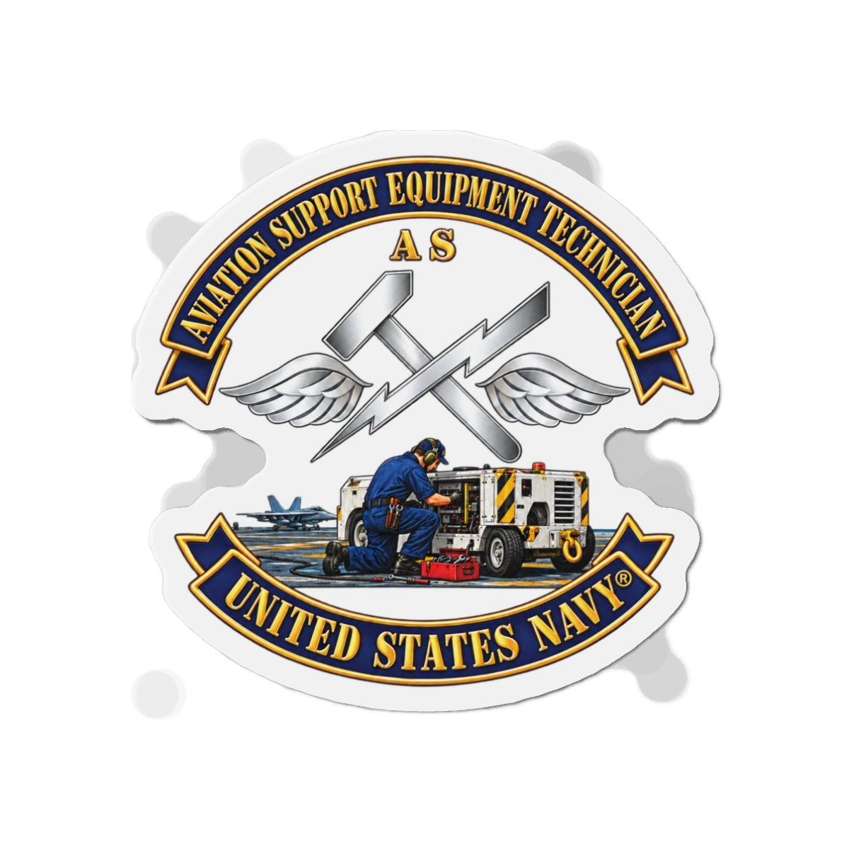 Die-Cut Magnet - Navy - Rate - Aviation Support Equipment Technician (AS) with Scene - 3D - Enhanced