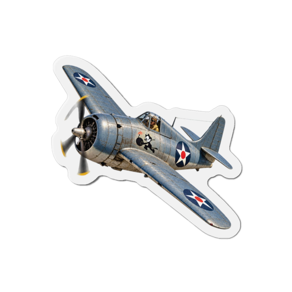 Die-Cut Magnet - NAVY - VF - 3 - Wildcat w FELIX WWI Insignia - 3D - Enhanced