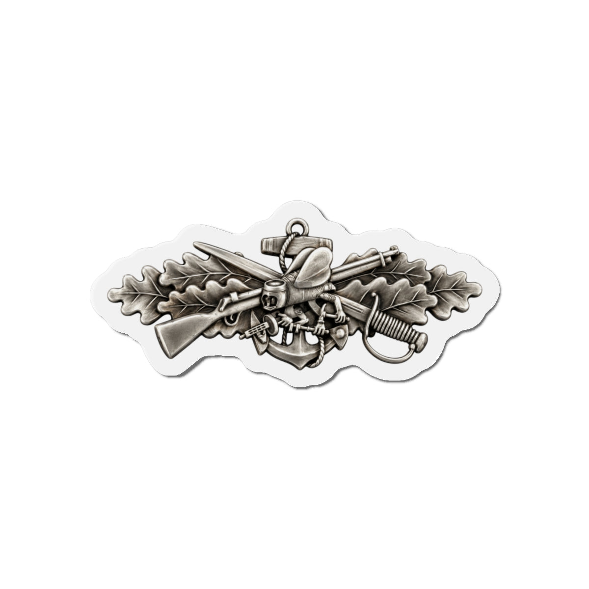 Die-Cut Magnet - Navy - Badge - Seabee combat warfare specialist wo txt - Enlisted - 3D - Enhanced