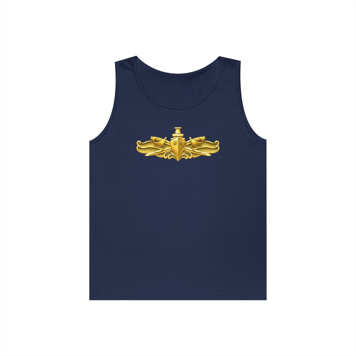 Unisex Heavy Cotton Tank Top - Navy - Badge - Surface Warfare Officer (SWO) wo txt - 3D - Enhanced