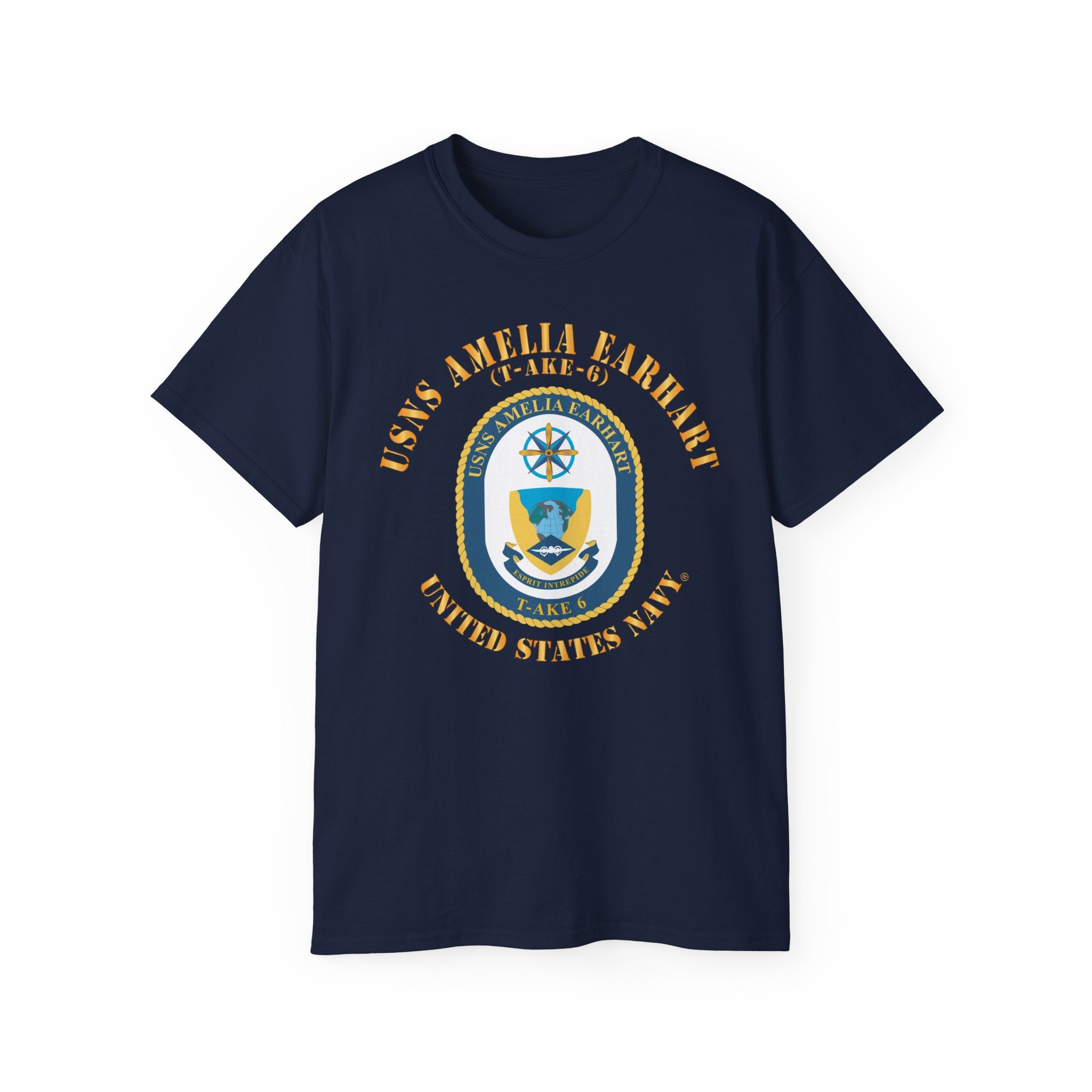 Unisex Ultra Cotton T-Shirt - Navy - USNS Amelia Earhart (T-AKE 6)