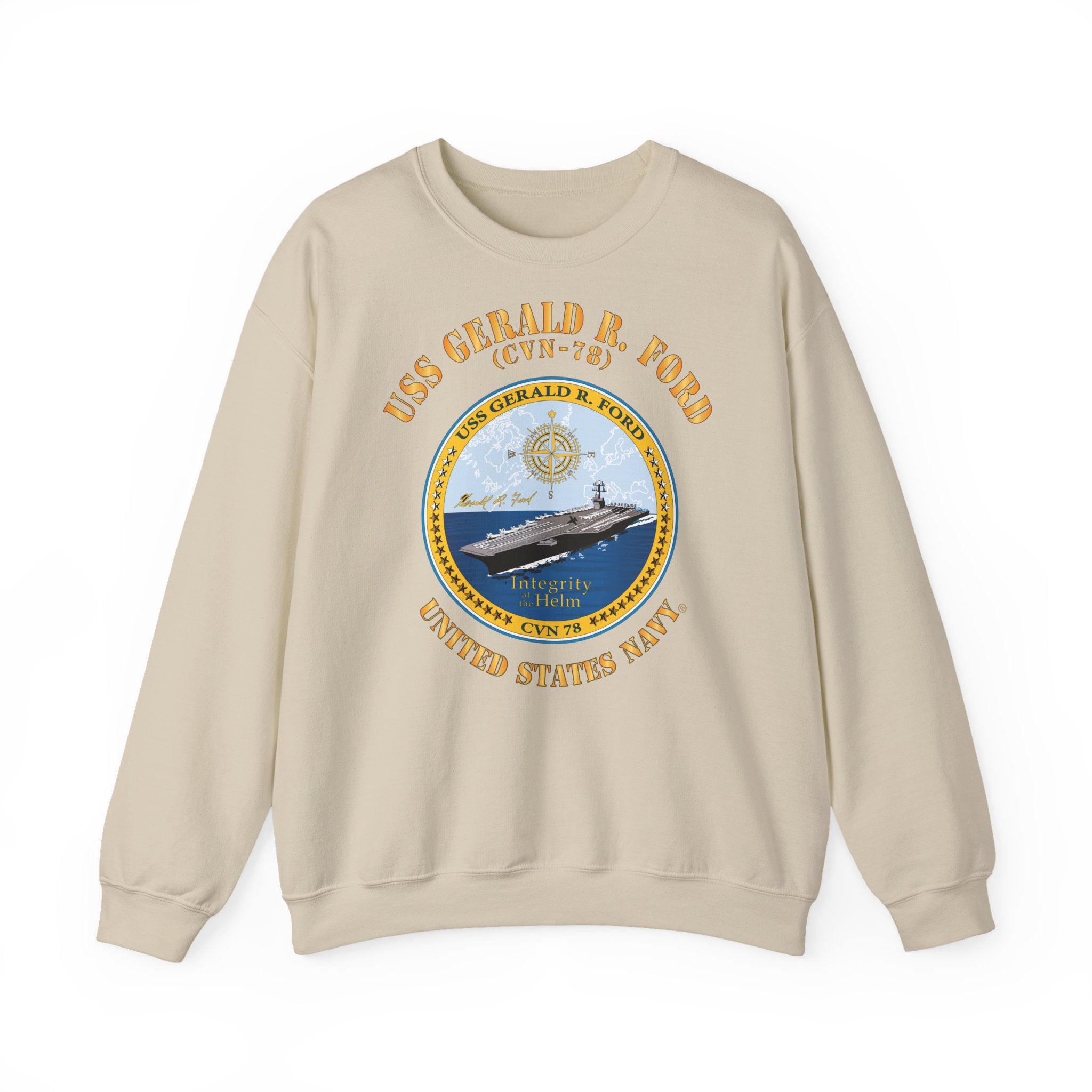 Unisex Heavy Blend™ Crewneck Sweatshirt - Navy - USS Gerald R. Ford (CVN-78)