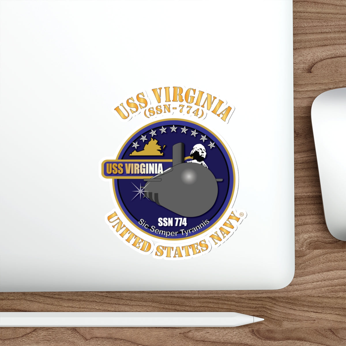Die-Cut Vinyl Sticker - Navy - USS Virginia (SSN-774) X 300