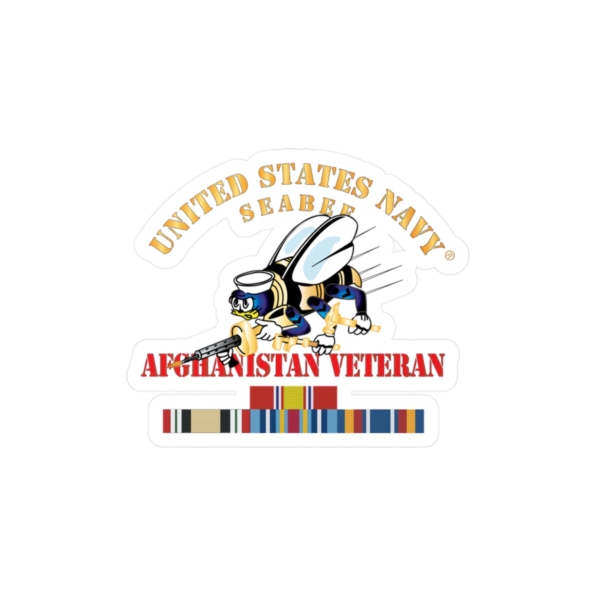 Kiss-Cut Vinyl Decal - Navy - Seabee - Afghanistan Veteran