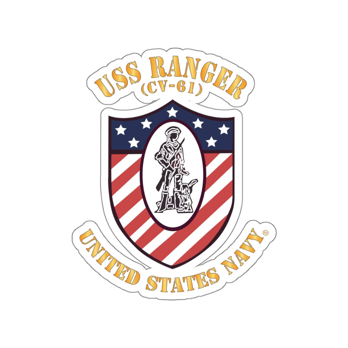Die-Cut Vinyl Sticker - Navy - USS Ranger (CV-61) X 300