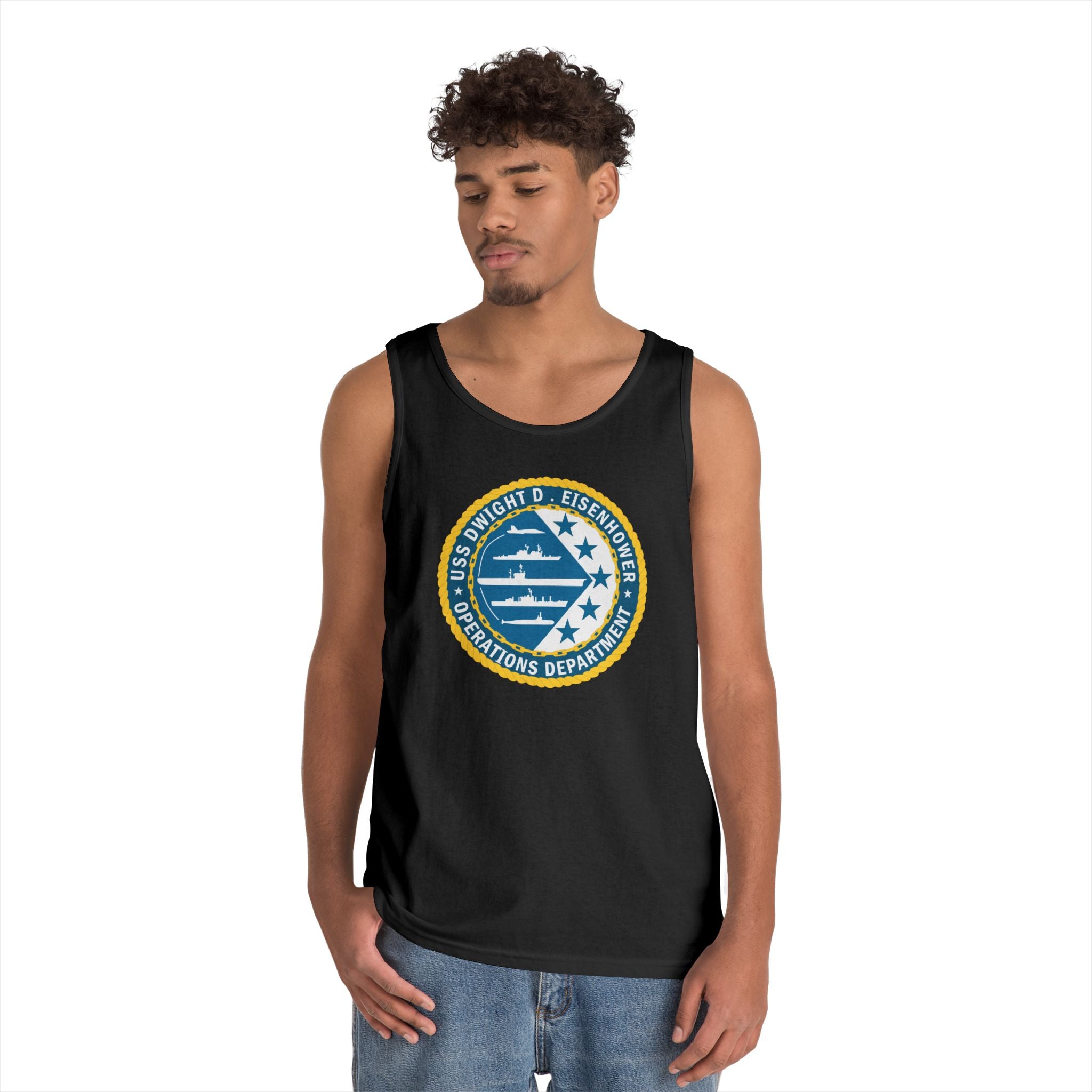 Unisex Heavy Cotton Tank Top - Navy - USS Dwight D. Eisenhower (CVN-69) - Operations Department wo txt