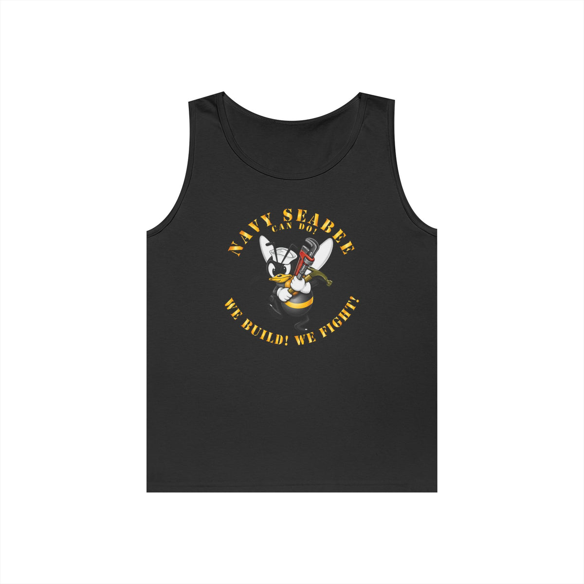 Unisex Heavy Cotton Tank Top - Navy - Navy SeaBee - w Wrench and Hammer X 300